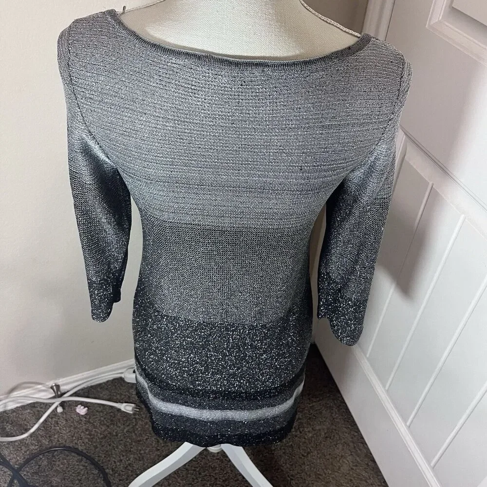 WHBM White House Black Market Dress sz S Grey Silver Mesh‎ Metallic Mini